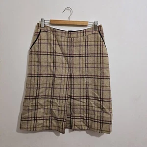 Laura Ashley Tartan Check Moon 100% Wool Fully Lined Skirt UK 10 - Picture 1 of 7