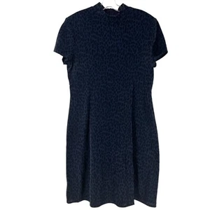Robe Jessica Howard faux col léopard paillettes bleu taille 14 épaulettes vintage - Photo 1/12