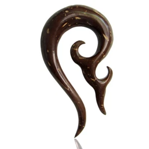 KOKOSNUSSSCHALE HOLZ SPIRALEN EXPANDER MESSGERÄTE STECKER OHRRINGE MESSGERÄT FERSEN BIO - Bild 1 von 1