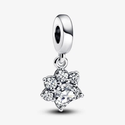 PANDORA Charm Anhänger Bead Sterlingsilber Pfotenabdruck Weiße Steine 792247C01 - Bild 1 von 4
