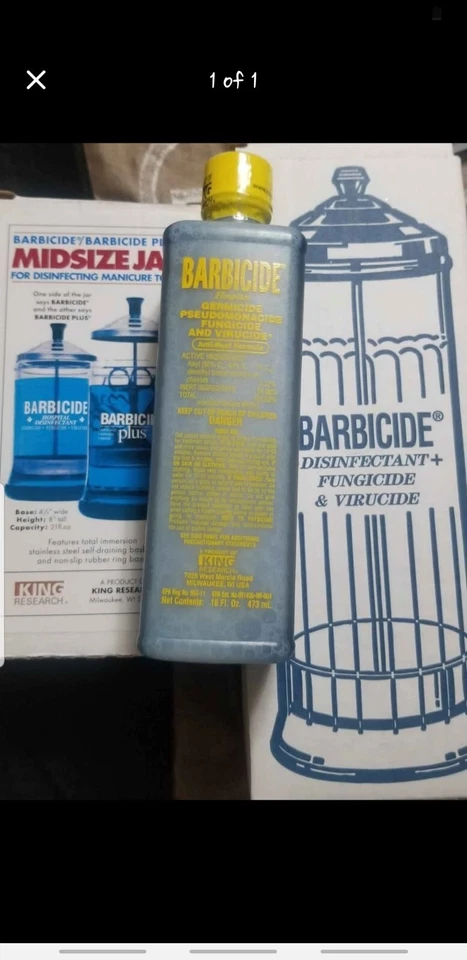 NUEVO BARBICIDA Barbero Tarro de Vidrio Mediano 21 OZ y GRAN TARRO DE VIDRIO MÁS BARBICIDA  Foto 1 de 1