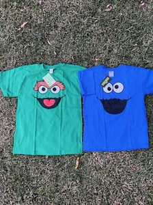 Vintage Y2K 2002 Sesame Street Cookie Monster Oscar Shirt Youth XL Lot Of 2 NWT - Picture 1 of 7
