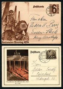 GERMANY WWII ORIGINAL POSTCARDS H1TLER PARTY ERA PATRIOTIC, MAILED, CANCELS - Picture 1 of 3