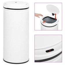 Pattumiera Automatica e Sensore 80 L Acciaio al Carbonio Bianco V4J4