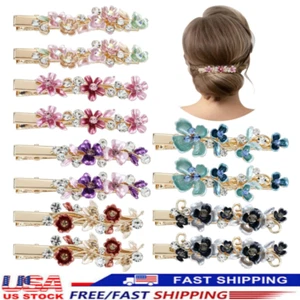 12pc Colorful Sparkly Glitter Crystal Hair Jewelry Rhinestone Flower Hair Clips - Picture 1 of 8