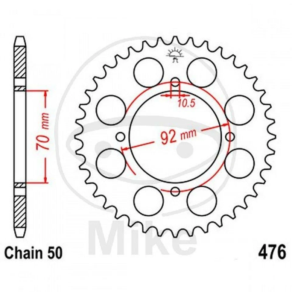 CORONA Z40 530 SILVER D.INT. 070 727.30.63 FOR KAWASAKI 400 Z KZ400D 1974-1977 - Imagem 1 de 1