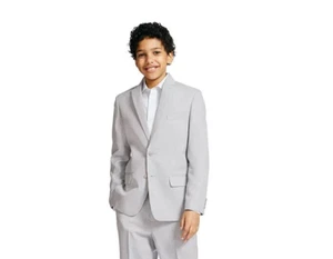 Nautica Big Boys Pindot Suit Jacket Boys 16 Light Gray Button Front Long Sleeve - Picture 1 of 20