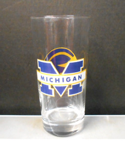 Vintage Michigan Wolverines Souvenir Drinking Glass, 6'' Tall