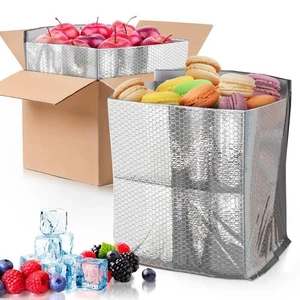 10 Pack Double Layer Foil Insulated Box Liners 8 x 8 x 8 in - Silver, Leakproof - Picture 1 of 7