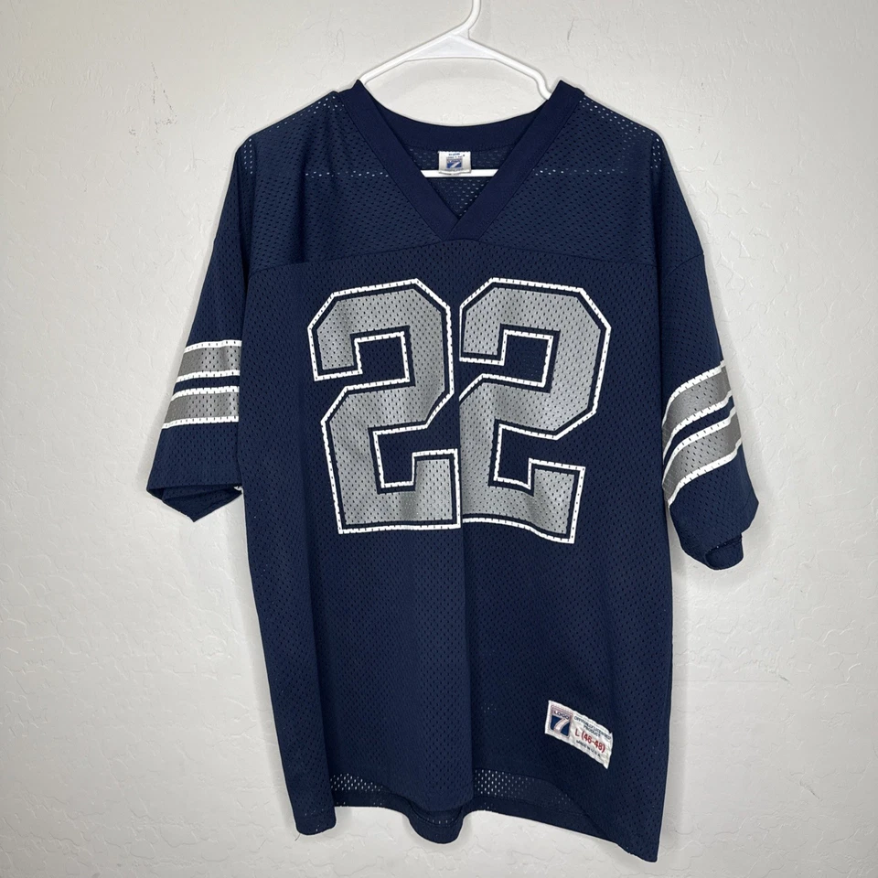 Camiseta deportiva de colección Logo 7 Dallas Cowboys #22 Emmitt Smith talla grande usada en excelente estado hecha en EE. UU. Foto 1 de 4