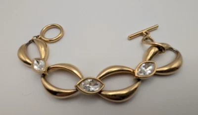 S.A.L. Pulseira Swarovski de strass e tom dourado - Imagem 1 de 4