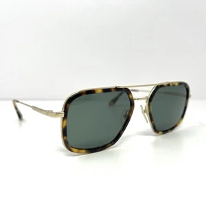 Prada Men’s PR 57XS Rectangle Sunglasses Brown Tortoise Gold Frame Green Lens - Picture 1 of 9
