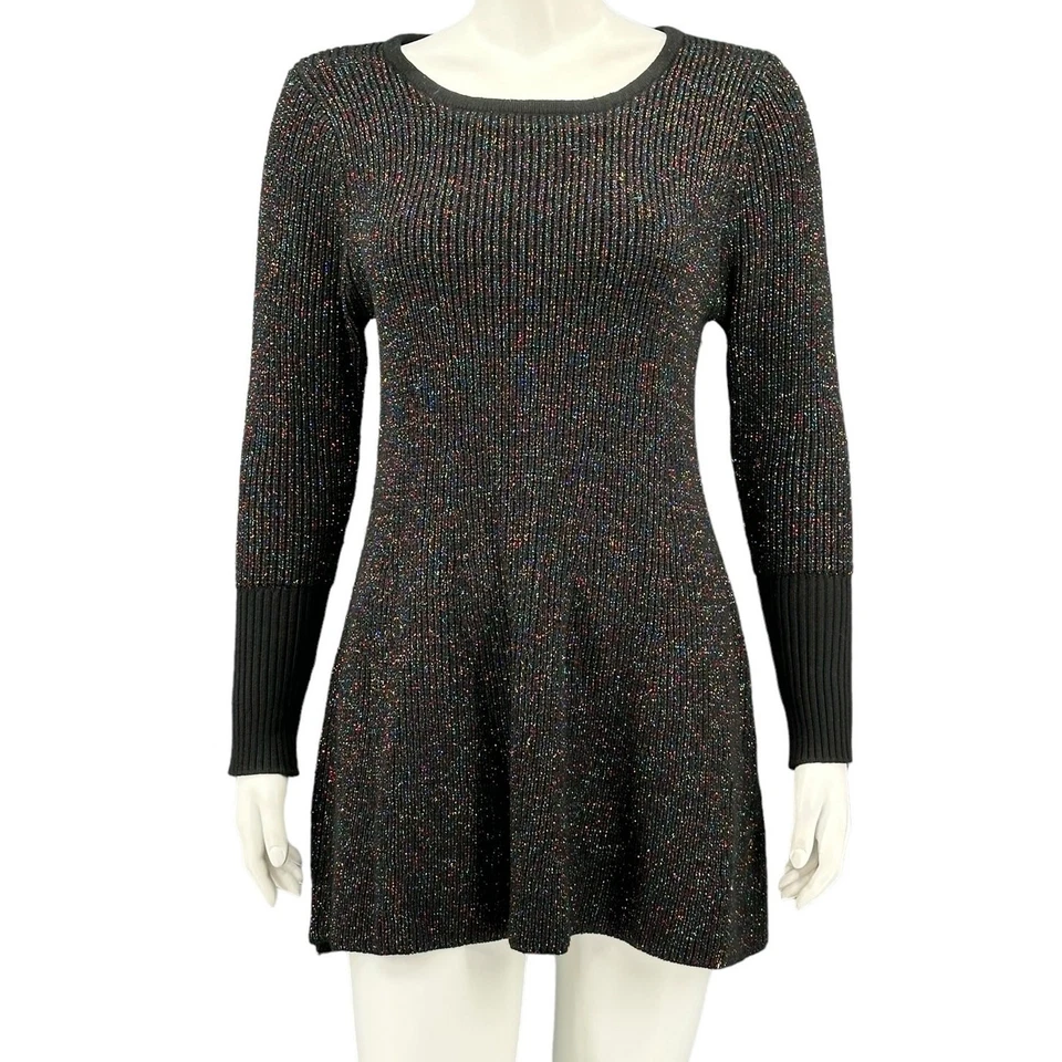 Suéter Emporio Armani Mujer Pequeño Negro Túnica Metálico Arco Iris Silencioso Lujo Foto 1 de 4