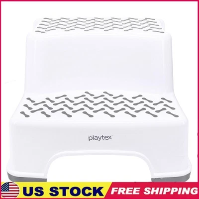 2-Tier Step Stool Kids Potty Training Bathroom Kitchen Anti-Slip Safe Use - Image 1 of 4