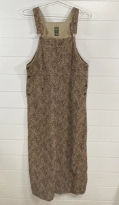 Vintage Eddie Bauer Overall Dress Womens Medium Tan Paisley Corduroy Lined 90s - Picture 1 of 14