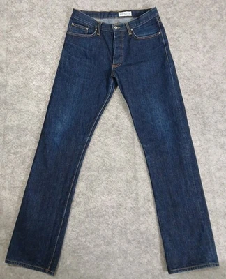 Jeans Gustin con ribete crudo botón recto mosca denim para hombre talla 34x35 116699 Foto 1 de 4