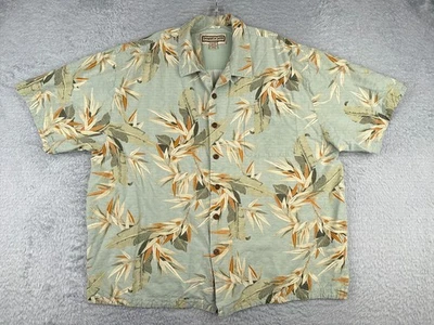 Jamaica Jaxx Shirt Men 2XL XXL Blue Palm Tree Leaf Hawaiian 100% Silk Button Up - Image 1 of 4