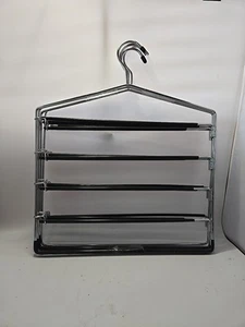 5 Tier Pants Hangers, 4-Pack Metal Space Saving Hangers with Swing Arm for Jeans - Picture 1 of 9