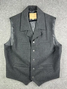 Powder River Outfitters Vest Mens Large Gray Wool Blend Western Lined Snap Front - Picture 1 of 6
