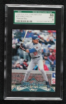 1998 Pacific Paramount Platinum Blue Mike Piazza #181 SGC 88 HOF - Image 1 of 2