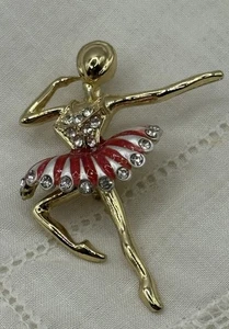 Schöne Ballerina W rot & weiß Tracht Tanz Brosche Anstecknadel - Bild 1 von 3