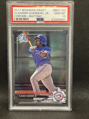 Коллекционные бейсбольные карточки 2017 Bowman Draft Chrome #BDC150 Vladimir Guerrero Jr Batting PSA 10 Blue Jays - Изображение 1 из 2