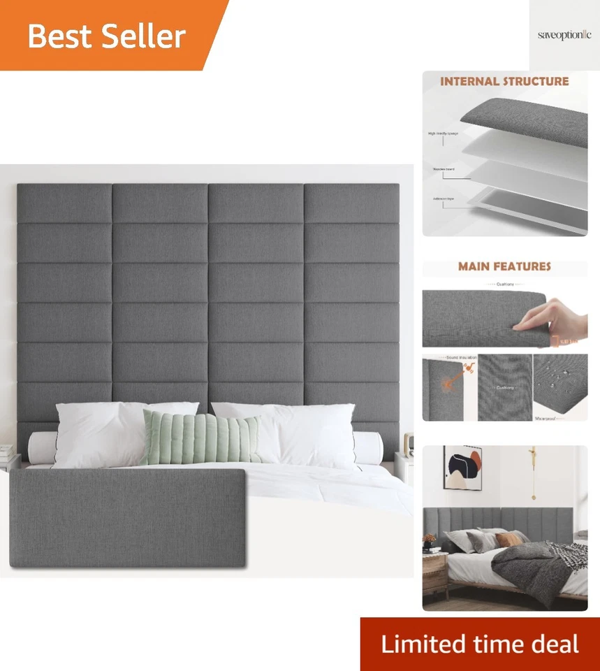 Cabecero tapizado montado en la pared, paneles de pared insonorizados 3D pelar y pegar... Foto 1 de 4