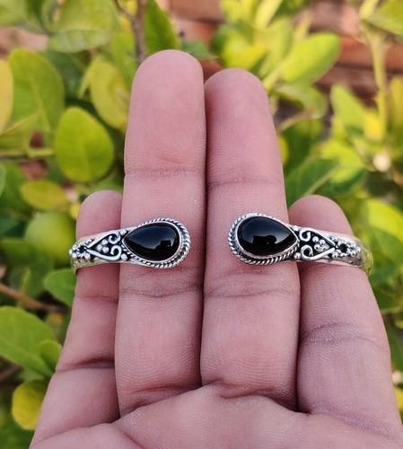 VALENTINO Bracciale con pietre preziose onice nera in argento sterling 925 braccialetto fatto a mano da donna FD3