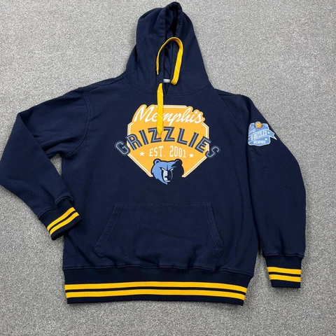 Memphis Grizzles Shirt Men Medium Blue Yellow Pullover Hooded Sweatshirt Sweater Cover