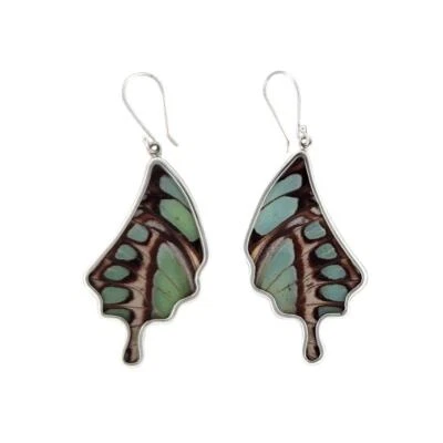 Women's Stelenes Butterfly Wing Sterling Silver Large Dangle Earrings Jewelry - Image 1 of 3