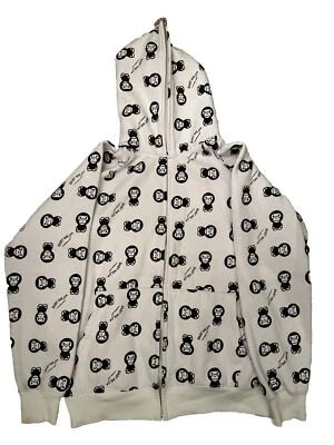 Sudadera con capucha vintage A Bathing Ape x Baby Milo RARA blanca Streetwear cremallera completa L BAPE Foto 1 de 4