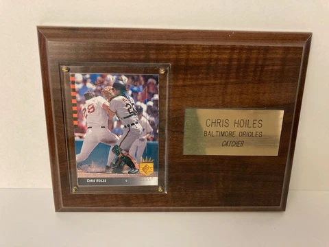 Chris Hoiles Baseball Card With Wooden Plaque Baltimore Orioles MLB Cover