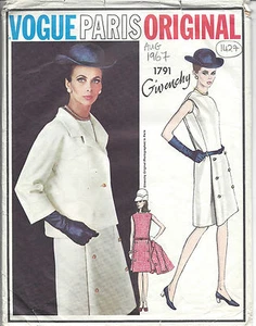 1967 Vintage VOGUE Sewing Pattern B38 JACKET & DRESS (1427R) By Givenchy - Picture 1 of 2