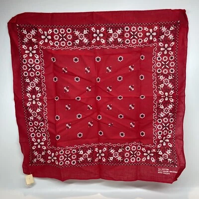 Bandana De Colección Color Rápido Estampado Floral 100% Algodón Hecho en EE. UU. 21 x 21 Rojo Nuevo Foto 1 de 4