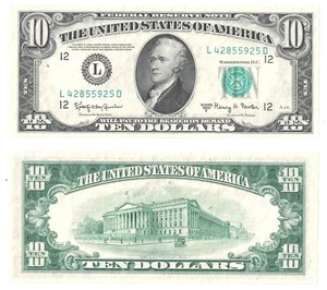 1950-E $10 San Francisco District Federal Reserve Note Fr. 2015-L Unc. #5925 - Picture 1 of 1