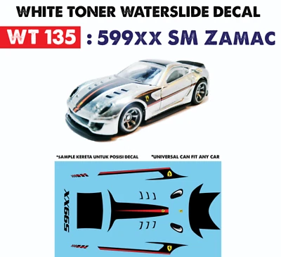 WT135 White Toner Waterslide Decal 599xx SM Zamac For Custom 1:64 Hot Wheels  - Image 1 of 4