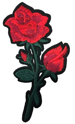 Patch Sew On Iron On Embroidered Clothing Hats Jackets Coat  ROSE FLOWER A123 - Image 1 of 3