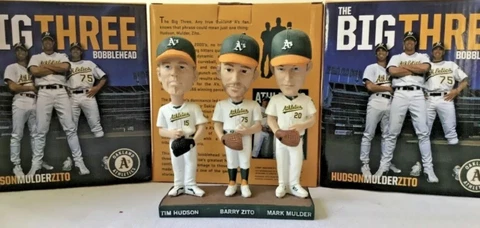 NEW OAKLAND ATHLETICS THE BIG THREE “BIG 3”HUDSON MULDER ZITO BOBBLEHEAD A’S SGA Cover