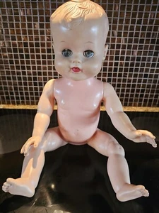 Vintage Uneeda Baby Doll Vinyl Drink & Wet Sculpted Hair Sleep Eyes  "U" - Picture 1 of 9