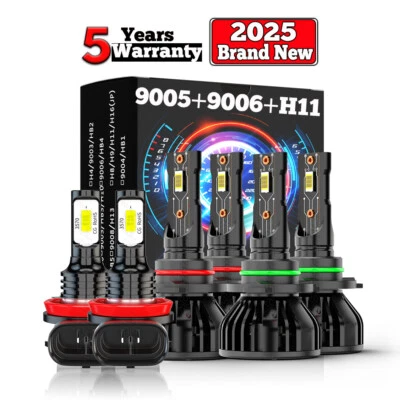 For Honda Civic 2006-2015 COB LED Headlight High+Low & Fog Light Bulbs Kit White - Image 1 of 4