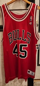NWT VTG 90s NBA Champion Chicago Bulls Michael Jordan 45 Jersey 48 Red Comeback - Picture 1 of 11