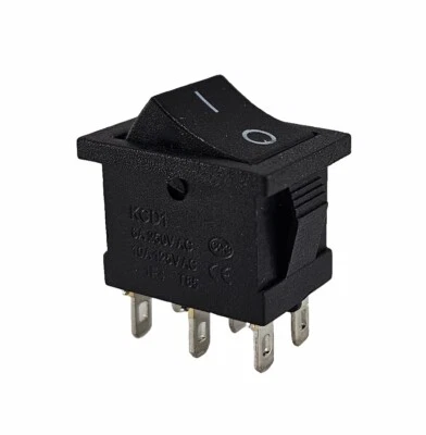 LEVSEB Rocker switch, switch, 6-pin 6A 250VAC, 12VDC 20A, on/on, device switch