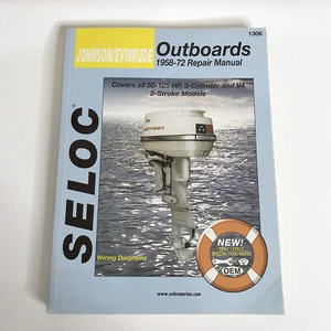 SELOC 1306 Repair Manual JOHNSON / EVINRUDE 3 & 4 Cylinder Outboards 58-72 - Foto 1 di 8