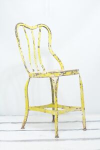Vintage . 1940's UHL Toledo Chair Industrial Metal Steampunk Yellow Chippy Chai