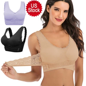 Comfy Bra Womens Brassiere Cross Front Side Buckle Lace Wirefree Sports Lingerie - Picture 1 of 18