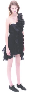 ROBERTA FURLANETTO Negro Seda Volantes Bustier Falda Conjunto Vestido 40 4 - Imagen 1 de 4