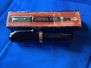 VINTAGE 1940er japanischer JUMBO Urushi Ebonit 14K EF Feder Füllfederhalter mit BOX - Bild 1 von 10