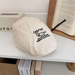 British Style Letter Embroidery Beret Cartoon Retro Painter Hat Spring Summer - Picture 1 of 18