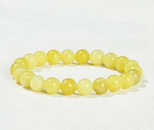 NUEVO Brazalete Natural 8mm Jade Limón, Pulsera Elástica Cristal Agua, Hecho a Mano - Imagen 1 de 1