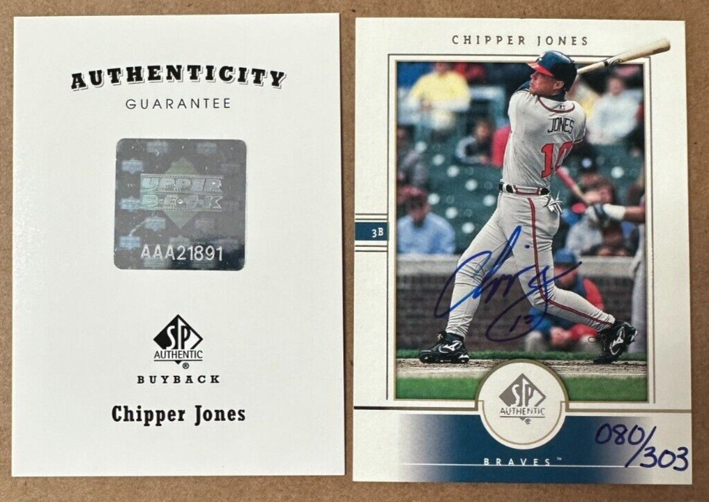 Upper Deck Chipper Jones Baseball Original Autographed Sports 